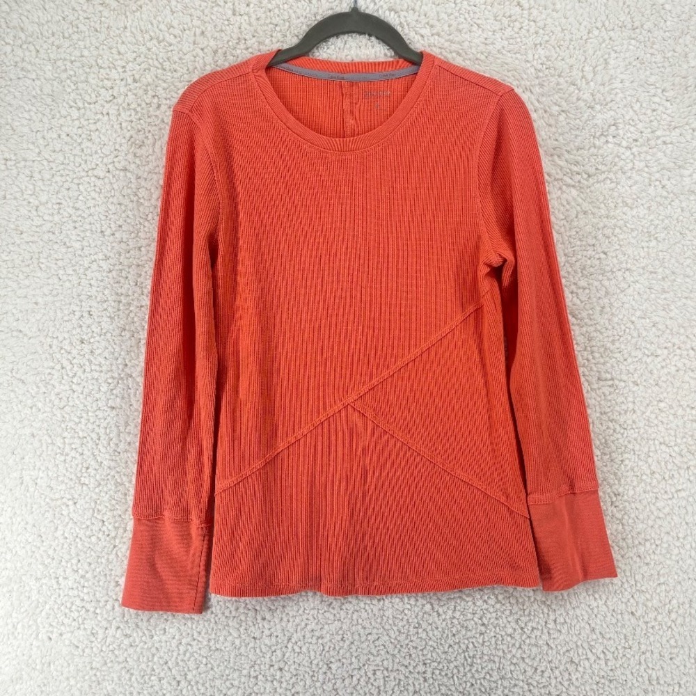 Calvin Klein Performance Women's M Coral Waffle Knit Thermal Long Sleeve Top